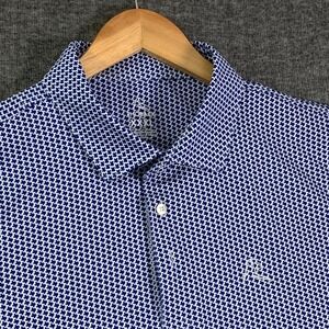 Rhoback Polo Men 3XL Blue Texas Print AOP Golf Performance Stretch Preppy Modern